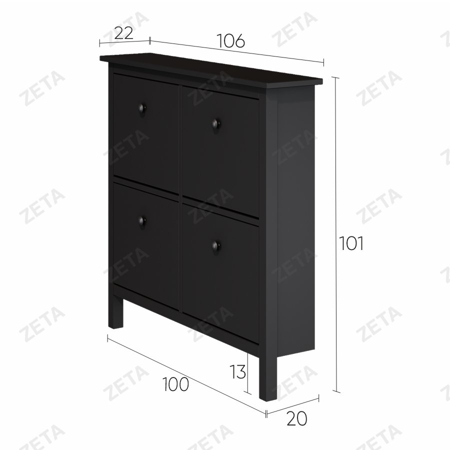 Обувница "Кымор" (1070*1010*220 мм.) №5031070205 (чёрный) (Лузалес-РФ)