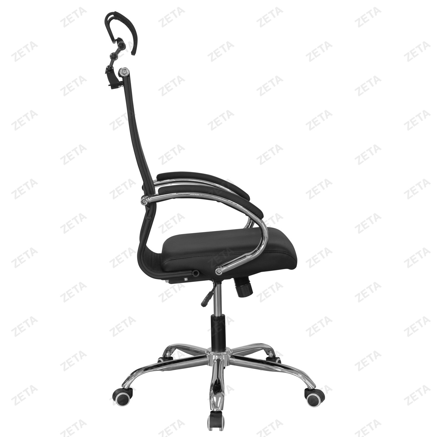 Кресло "Хан" низкое, узкое сиденье c подголовником (металлический каркас) (подлокотники AL-01DFS, крестовина хром)